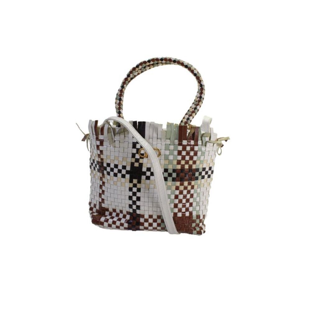 Salvatore Ferragamo Womens Woven Gancini Shoulder Handbag Multi Colored
